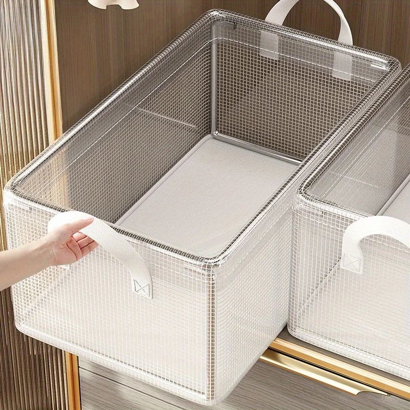 Transparent PVC Waterproof Storage Box with Solid Steel Frame – Underwear & Closet Organizer Basket
