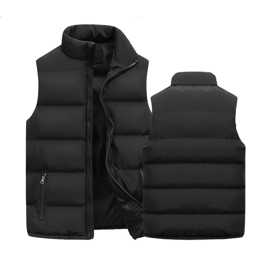 Mens Winter Vest Jacket Waterproof Sleeveless Stand Collar Casual Waistcoat