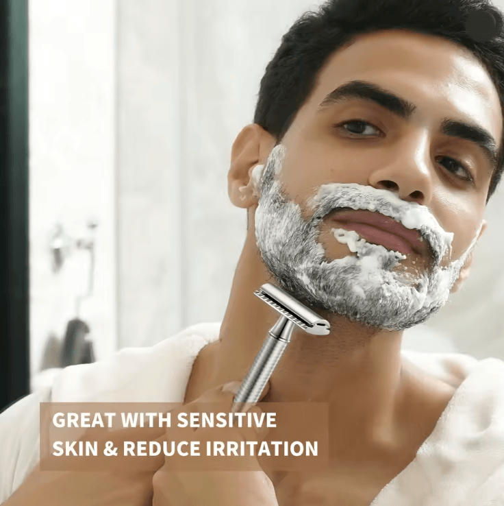 BAILI Poseidon Stainless Steel Double Edge Safety Razor Classic Wet Shave with Platinum Blades