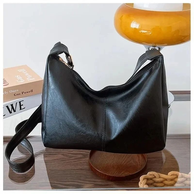 Vintage PU Leather Fashion Commuter Tote and Crossbody Bag