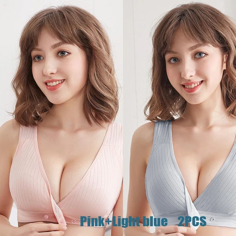 Womens Summer Cotton Thin Front Buckle Bra with Clustering Support and Comfortable Vest Style Underwear