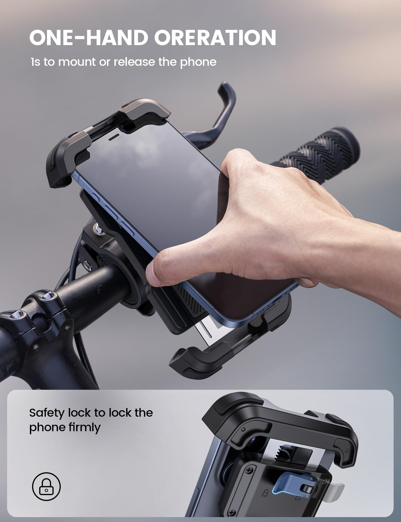 Universal Bike Phone Mount for Motorcycles Rotating Handlebar Phone Holder