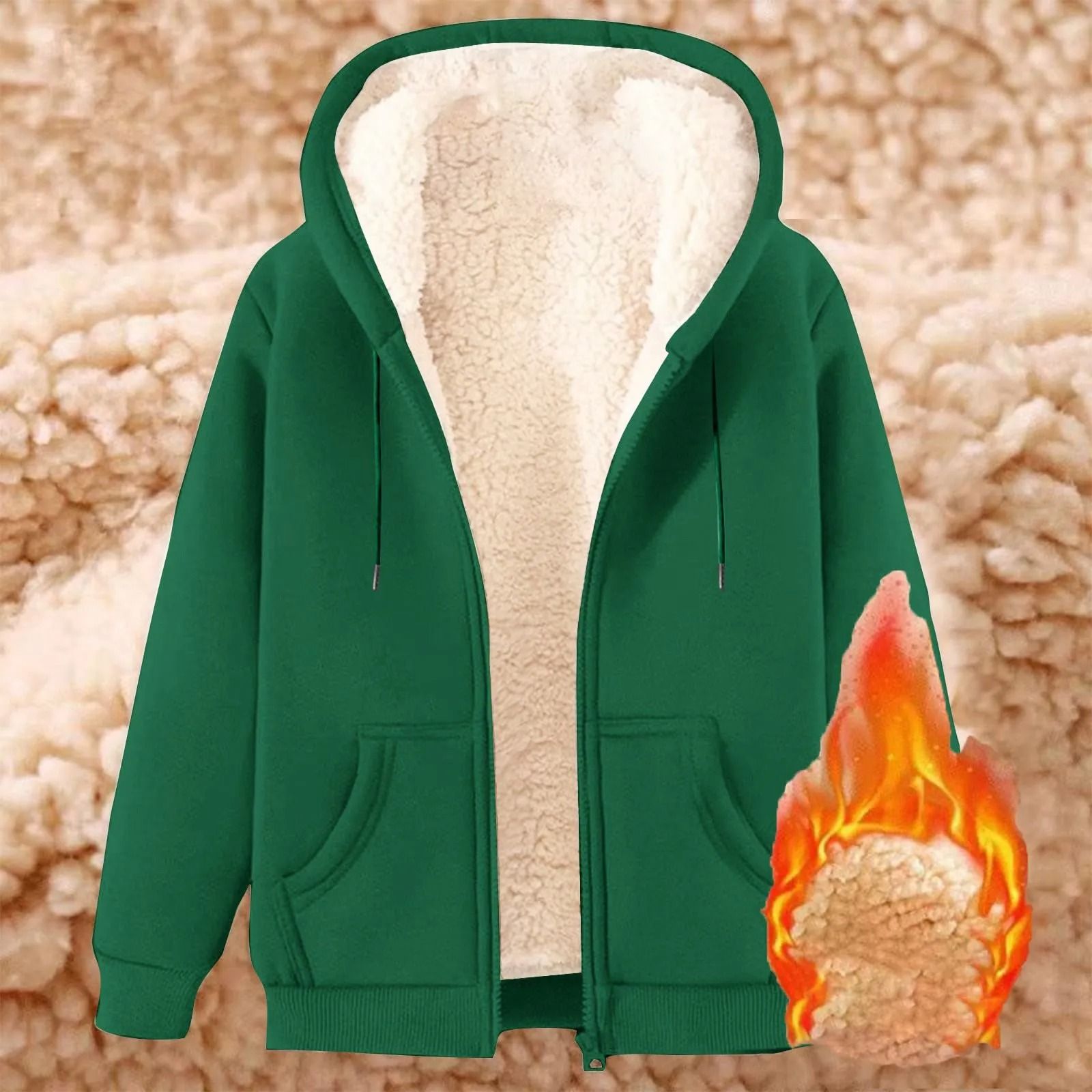 Womens Fleece Lined Zip Up Hoodie with Pockets