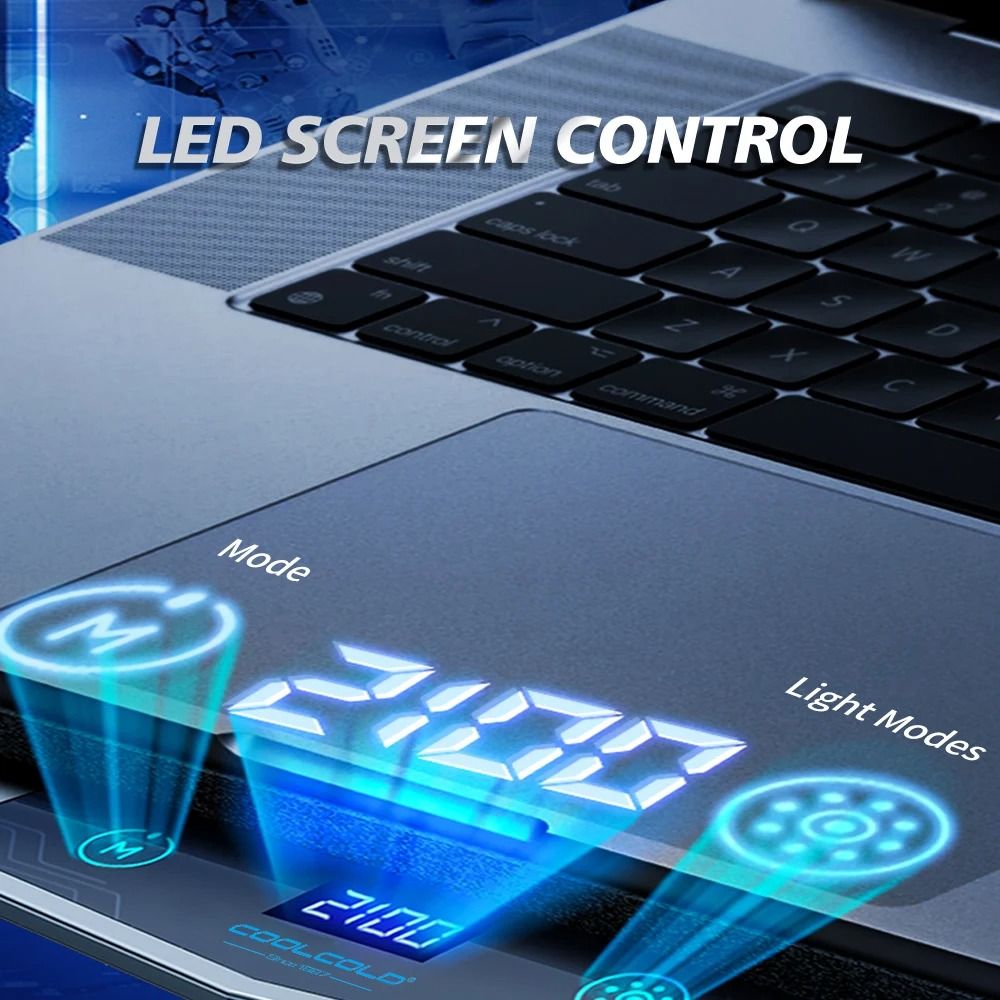 COOLCOLD RGB Laptop Cooling Pad Air Compression Laptop Cooler Stand Ultra Quiet Adjustable Cooling Pad