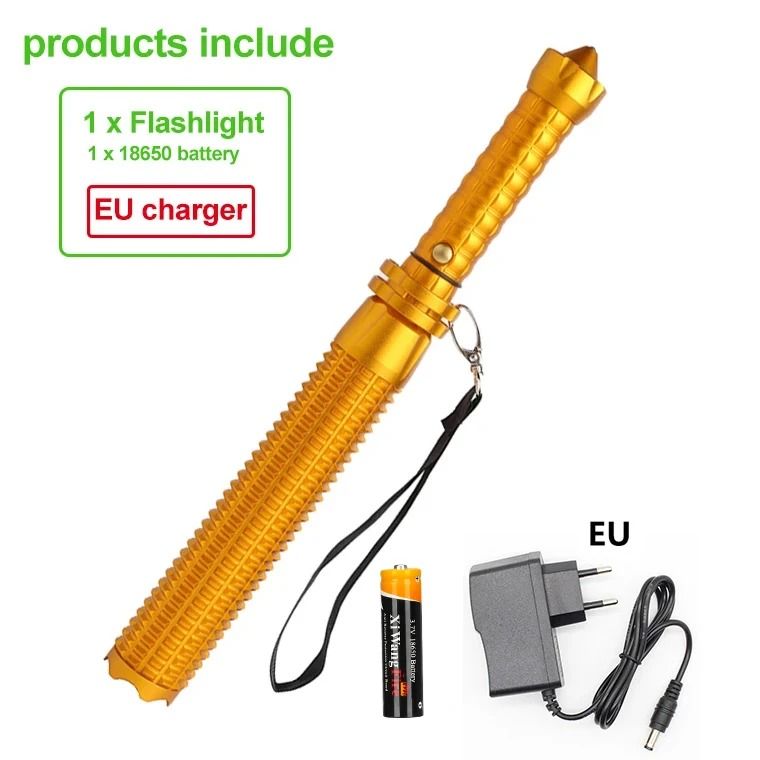 Baseball Bat Style LED Flashlight with Zoom and Self Defense Design