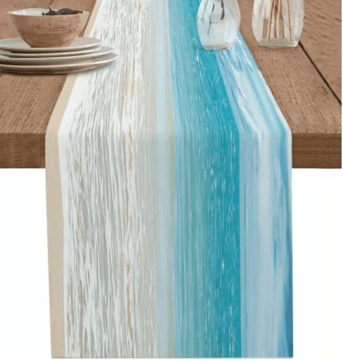 Ocean Beach Linen Table Runner Coastal Summer Dining Table Decor