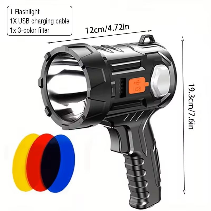 Rechargeable Spotlight 1000000 Lumens Handheld Flashlight with COB and Solar Panels