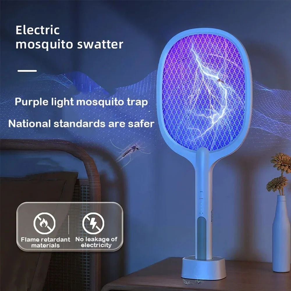 USB Rechargeable Mosquito Killer Fly Swatter with Charging Base