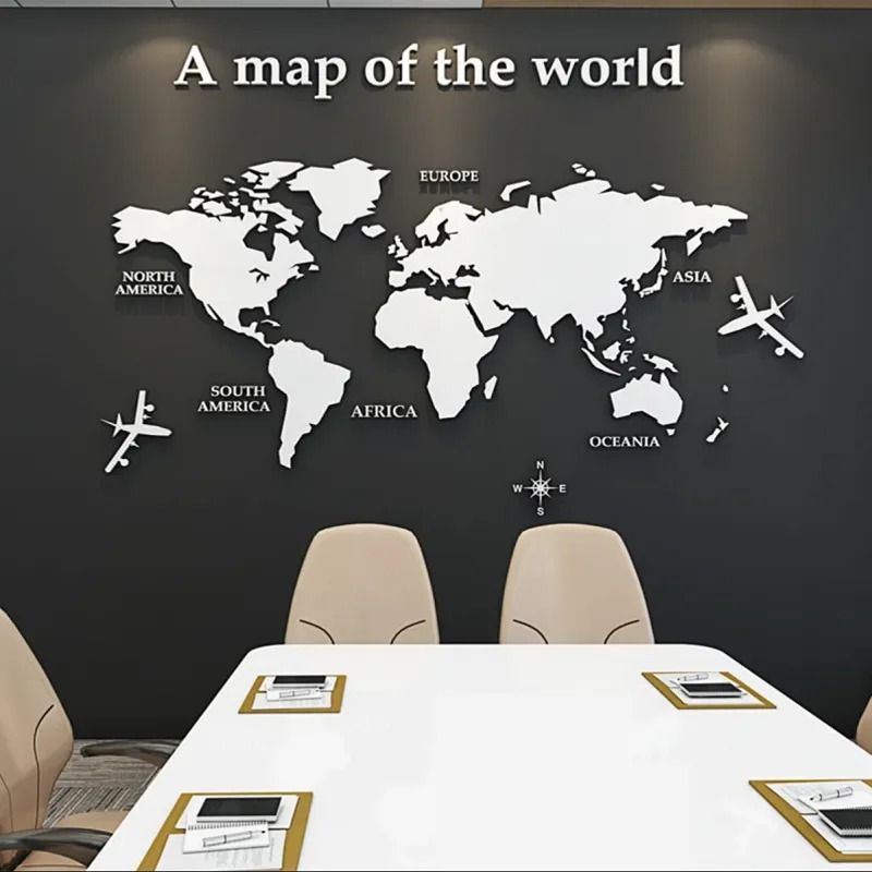 Architectural 3D Acrylic World Map Mural