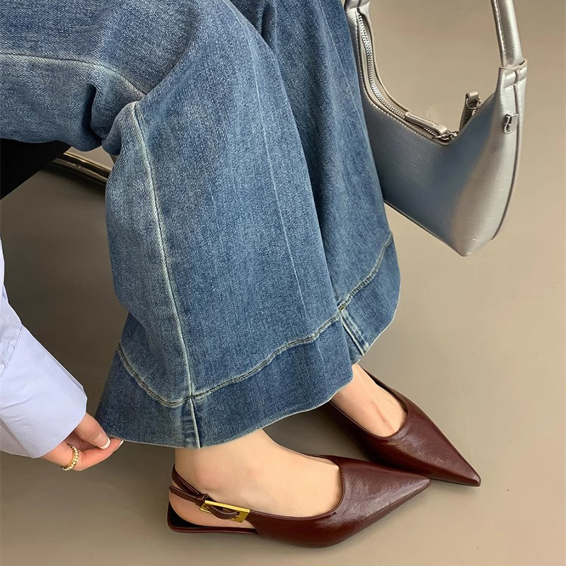 Chic Summer Pointed Toe Women Sandals, Fashion Slingback Mules for Elegant Ladies with Low Heels