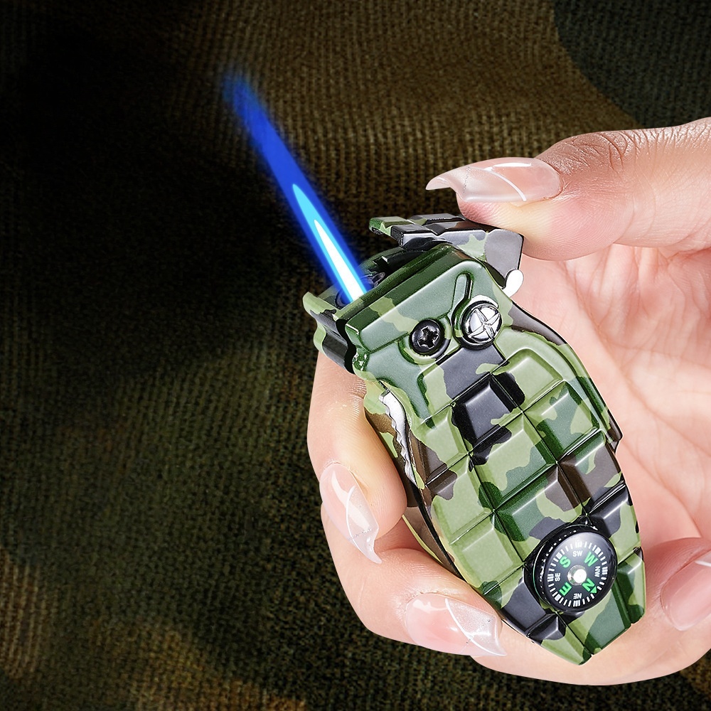 Tactical Windproof Jet Lighter with Built-in Compass & Safety Lock  Rugged EDC Survival Tool