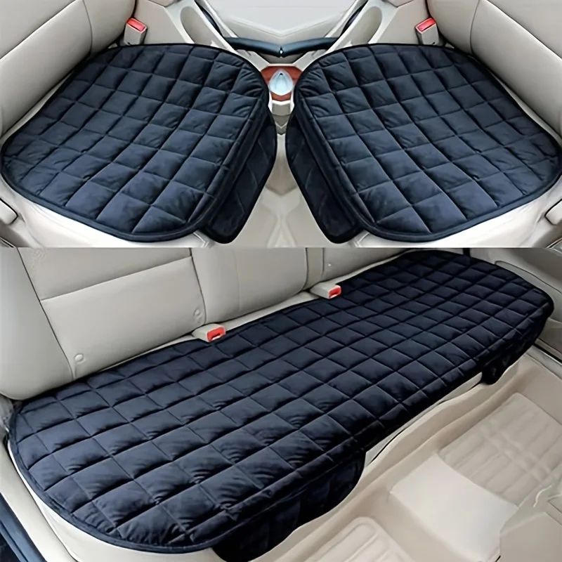 Plush Non-Slip Car Front and Back Seat Protector – Soft Durable Seat Cushion Mat for Comfort & Protection