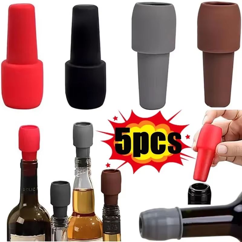 Universal Silicone Wine Bottle Stopper with Double Seal Leakproof Cap