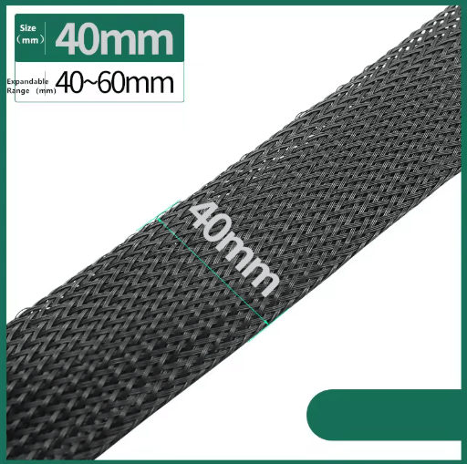 Black PET Braided Cable Sleeving Expandable Wire Protection Sleeve 4 to 25mm 1 yo 50m