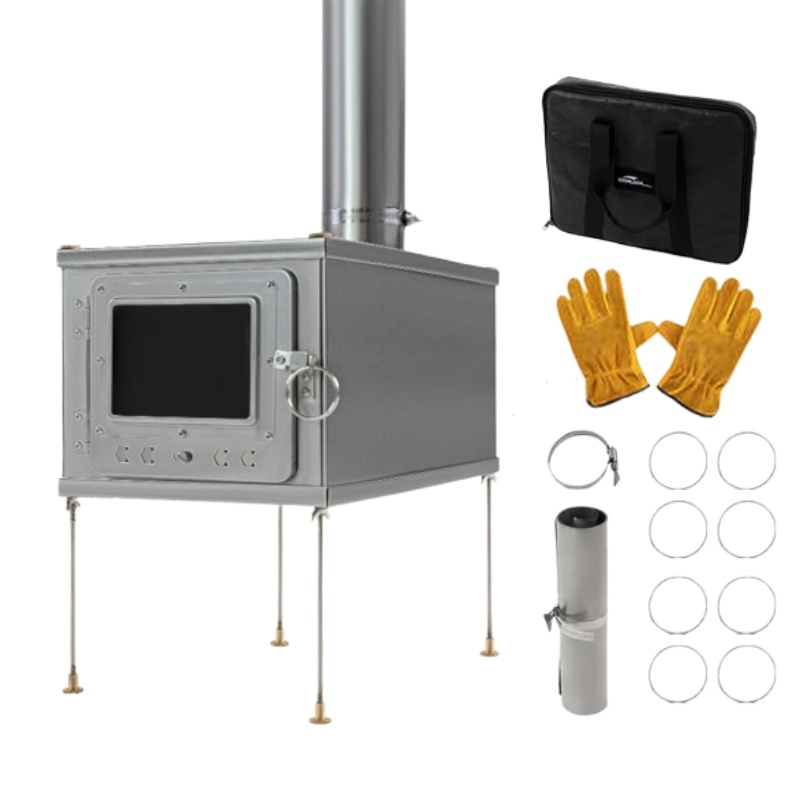 Foldable Titanium Alloy Tent Stove Lightweight & Durable for Outdoor Camping, Charcoal Wood Burning Stove