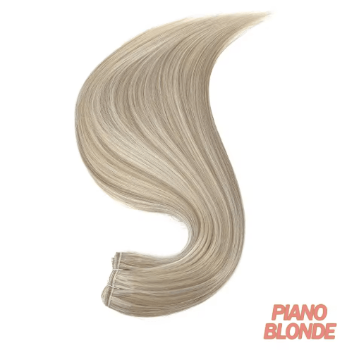 32-Inch Ombre Straight Synthetic Hair Bundle, 200g High-Temperature Fiber (27/613, Brown, Grey, M618)