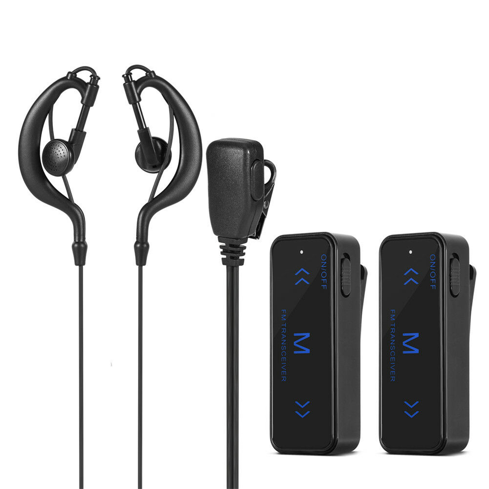 Mini Walkie Talkie Headset Range, FM Radio & USB Pocket-Sized Interphone