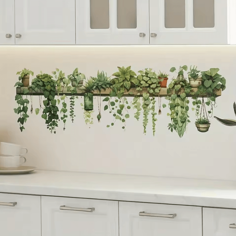 Chic Plant Vine Wall Decal -Removable Vinyl Wall Sticker for Living Room Wall Decor & Bedroom Entryway (11.8 by 35.4 in)