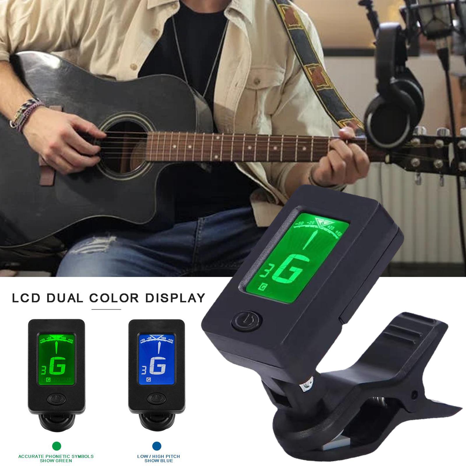 Electric Digital Tuner for Acoustic Guitar, Clip-On 360 Degree Tuner LCD Screen for Ukulele & Guitar