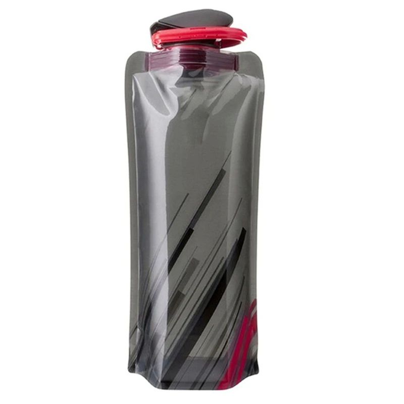 Foldable Water Bottles Flexible Reusable Travel Water Bottle, Soft Flask Plastic Water Pouch with Carabiner Clip