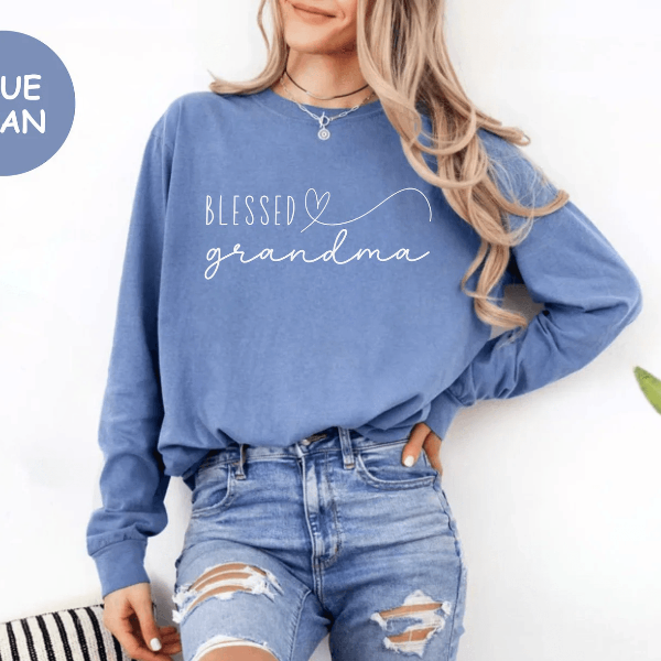 Blessed Grandma Long Sleeve Shirt Comfort Colors Cozy Gift Tee
