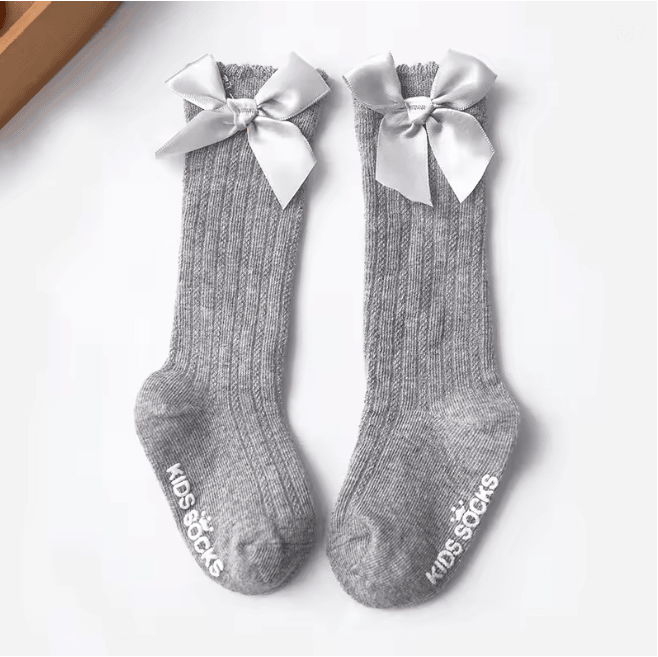 Baby Girls Christmas Knee High Bow Socks Cute Cotton Princess Long Tube Socks