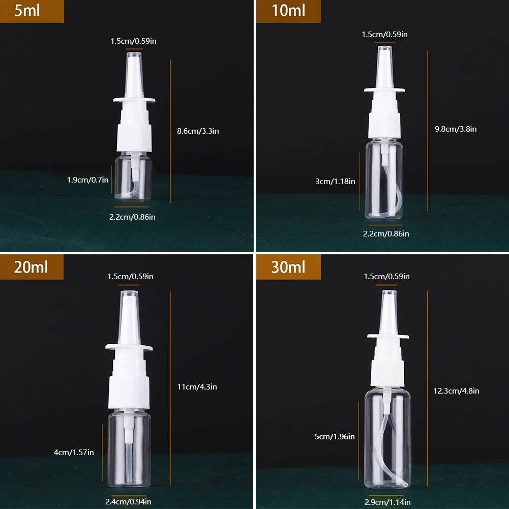 Refillable Plastic Nasal Spray Bottle Set with Pump Mist Nozzle