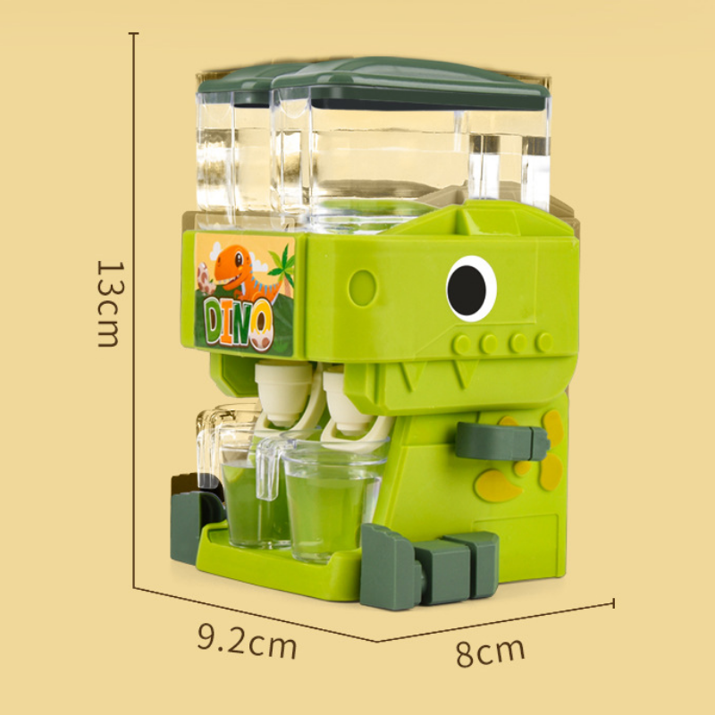 Children's Dinosaur Dual Water Dispenser Toy – Cute Pink & Blue, Cold/Warm Water Juice Drinking Fountain.