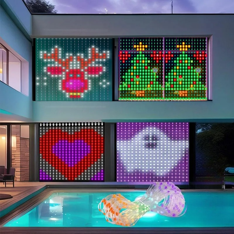 Smart LED Curtain Light, APP Control RGB Dimmable, DIY Pattern Music Ambient Lighting for Home, Holiday Party, Christmas