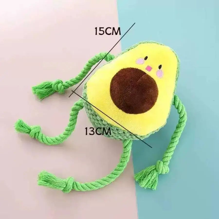 Avocado Plush Dog Toy With Rope Knot Interactive Chew Toy