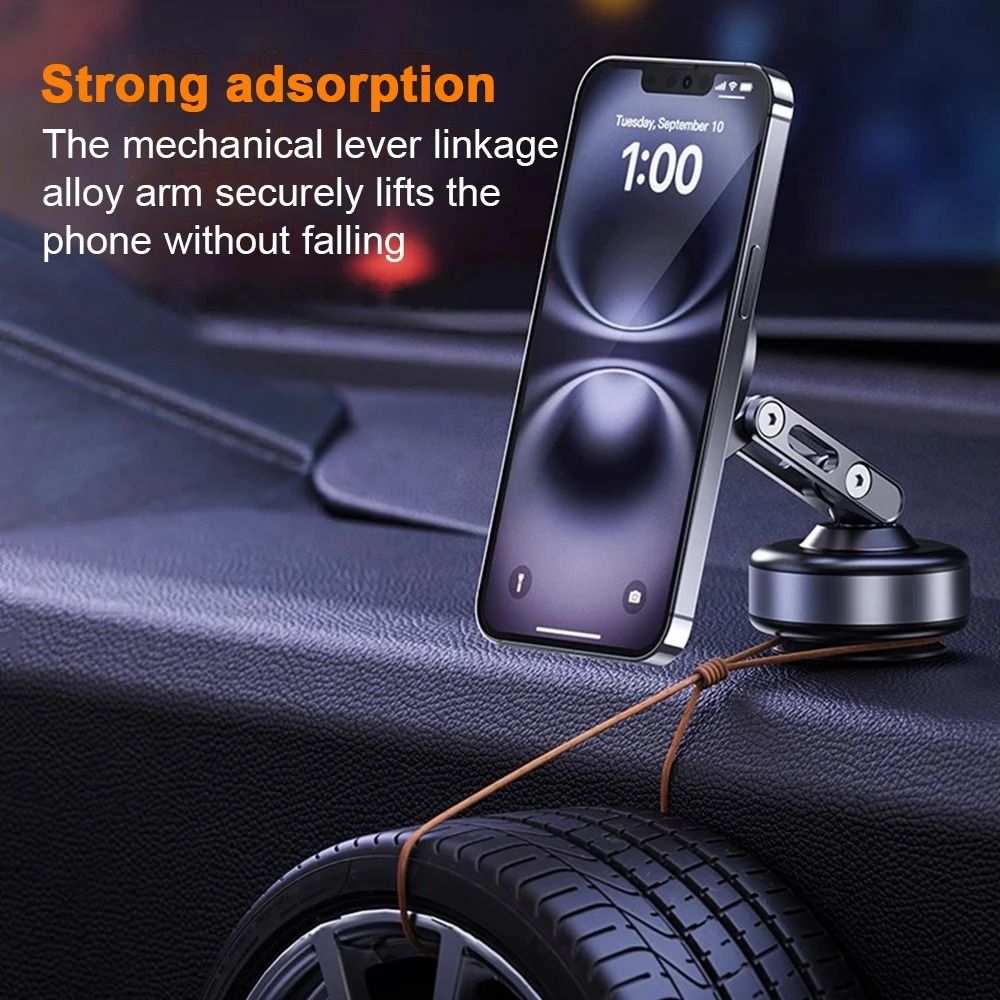 Magnetic Phone Holder Stand with Vacuum Suction Foldable and Rotating