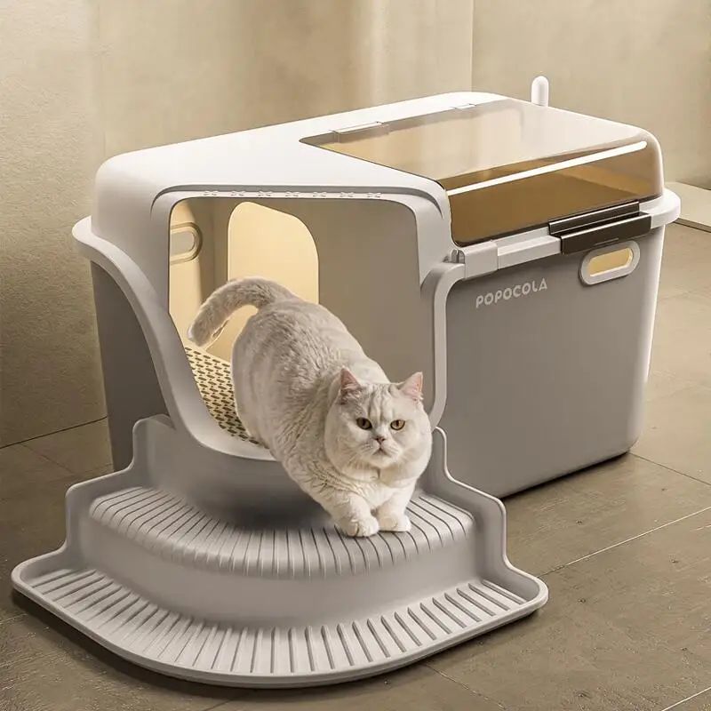 Large Corridor Style Enclosed Cat Litter Box With Lid Odor Control and Splash Proof Design
