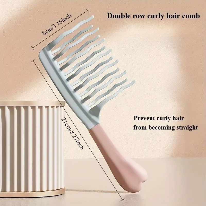 Dual Wide-Tooth Curly Hair Comb – Volumizing Wide Tooth Comb for Detangling & Scalp Massage
