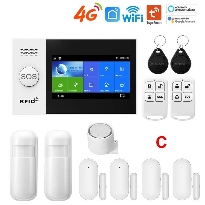 PGST PG 107 4G Wireless Home Security System WiFi Smart Alarm with Touch Screen Control