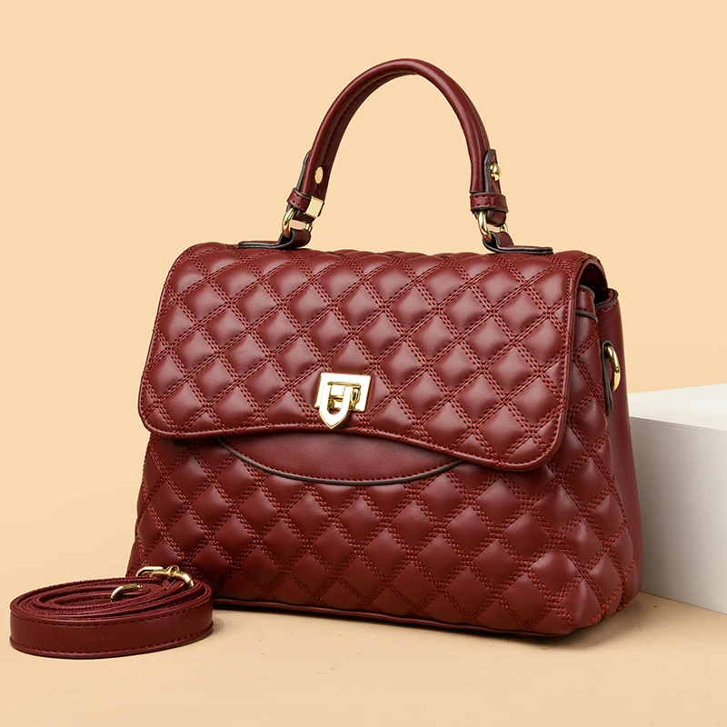 Luxury Leather Crossbody Shoulder Bag Multi Layer Pockets for Stylish Organization