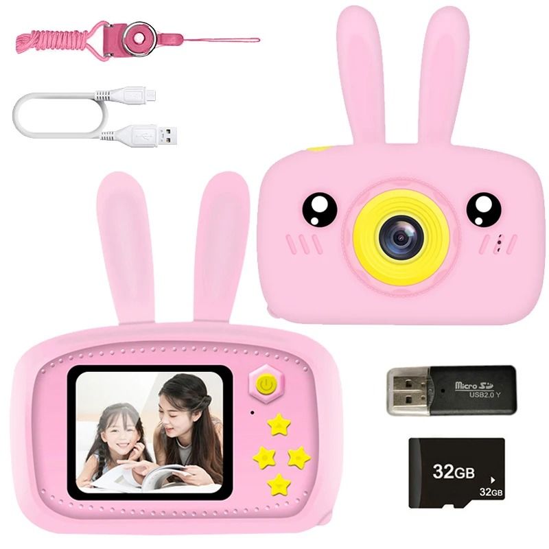 New Mini Cartoon Rabbit Camera 2 Inch HD Screen Educational Digital Video Camera For Kid Gifts