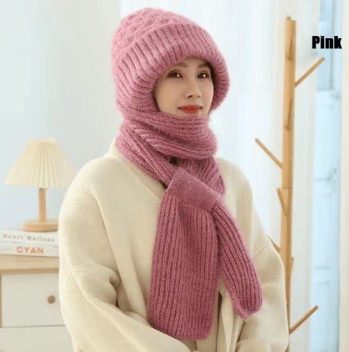 CozyWrap Winter Beanie Scarf Set – Womens Knitted Hat and Scarf Windproof Plush Beanie