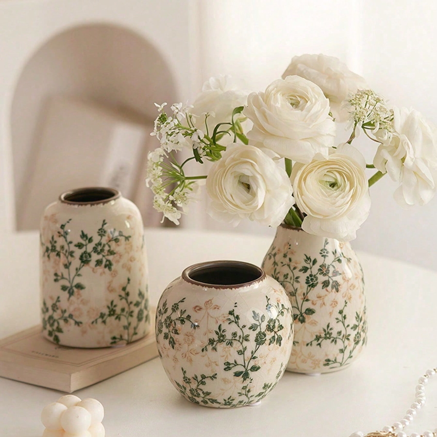 Art Ceramic Vase, Handmade Ice Crackle Vase, Home Decoration for Living Rooms and Offices, Fresh or Dry Flower