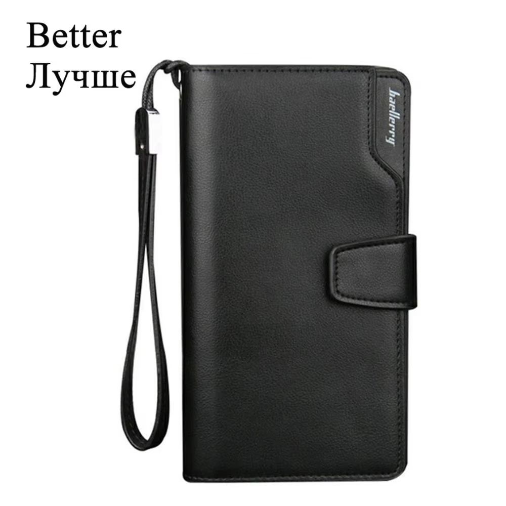 Baellerry Long Men's Wallet – Large Capacity PU Leather Zipper Purse & Card Holder