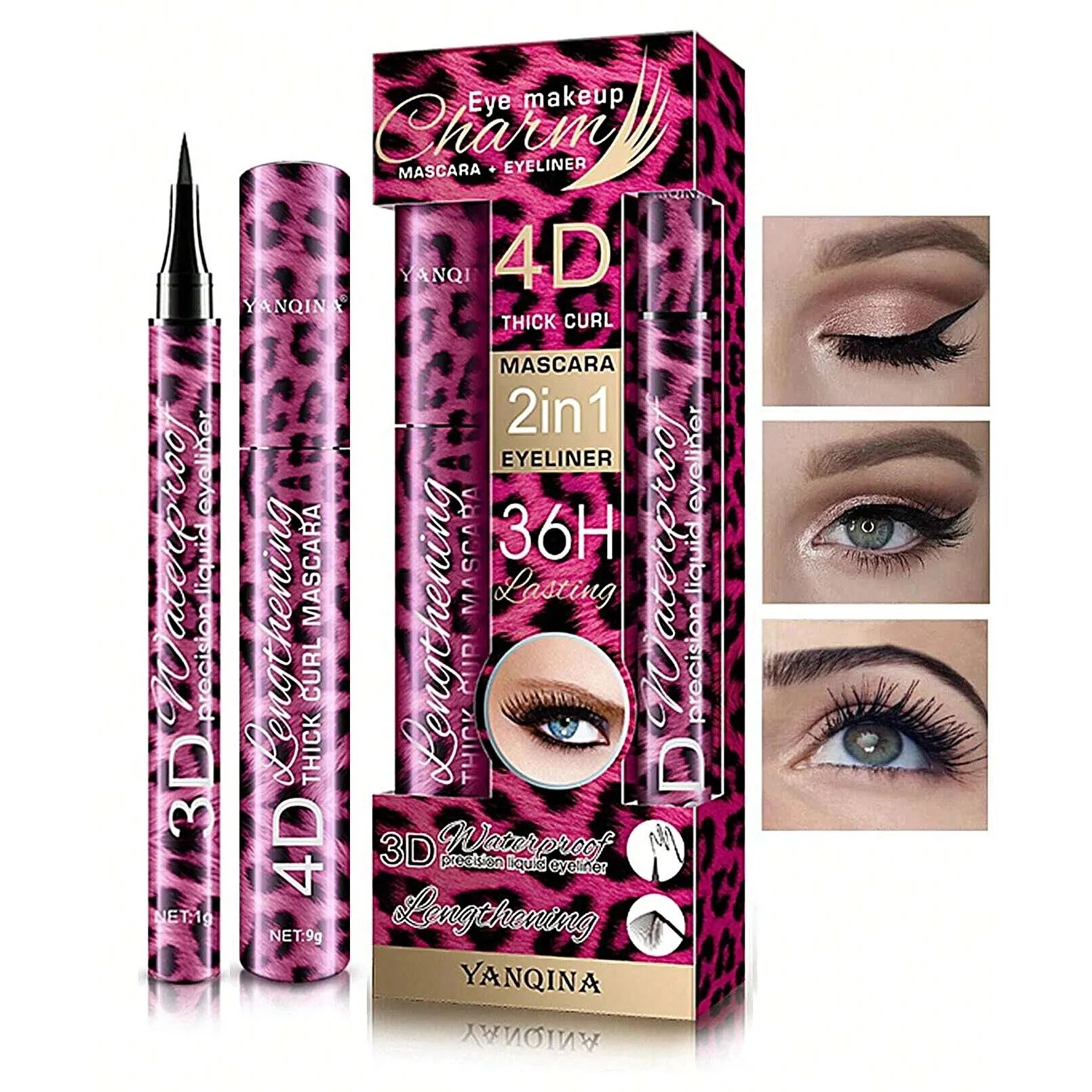 YANQINA GlamEyes Waterproof Eyeliner and Mascara Set