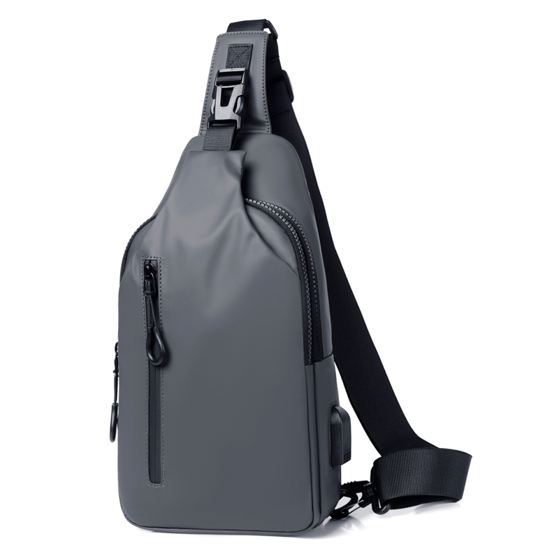 Men's cross bag with USB, multifunctional chest bag, adjustable shoulder strap, daily commuting bag