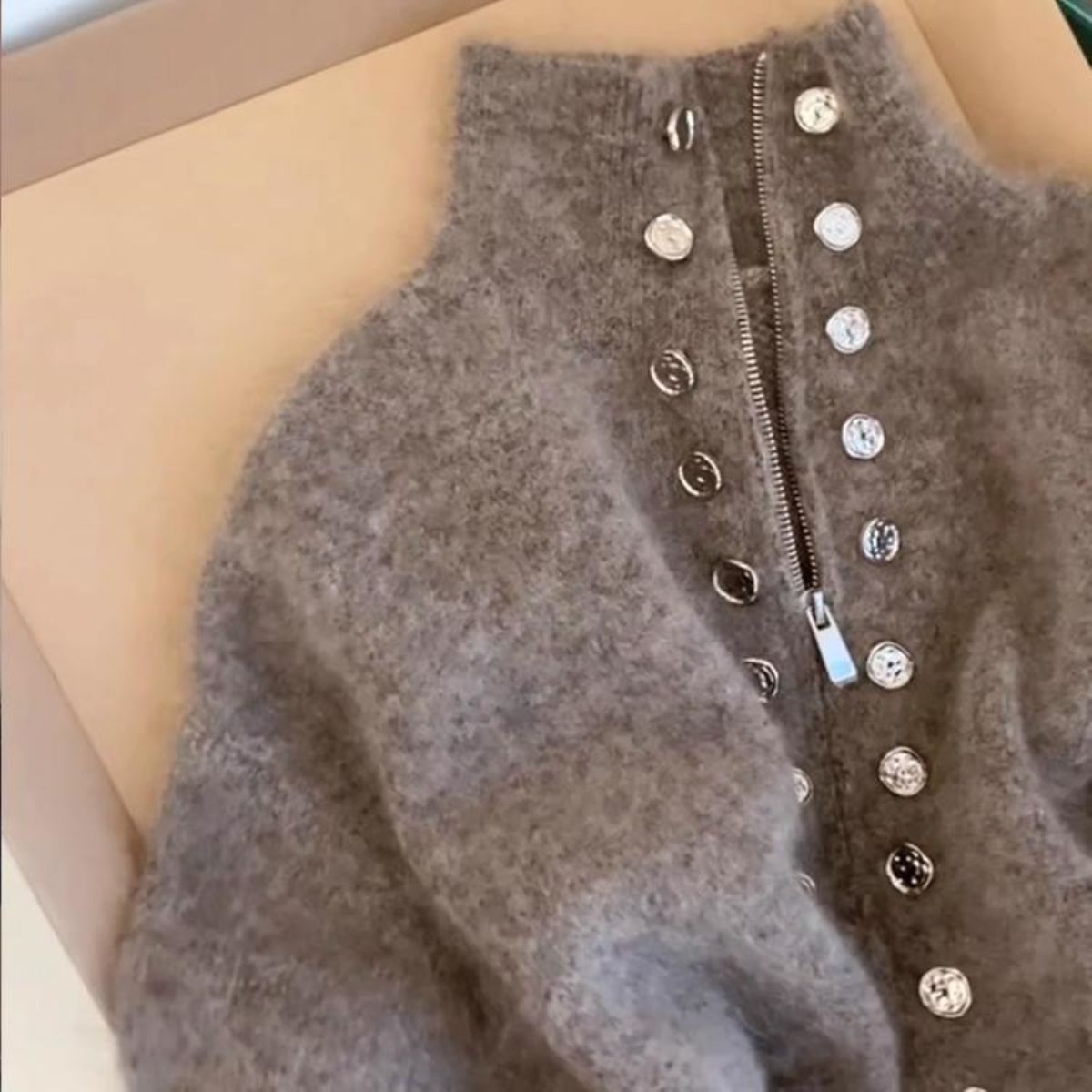 Thickened Stand Collar Knitted Sweater Coat – Cozy Autumn/Winter Outerwear for Women | Casual & Elegant Fashion Jacket