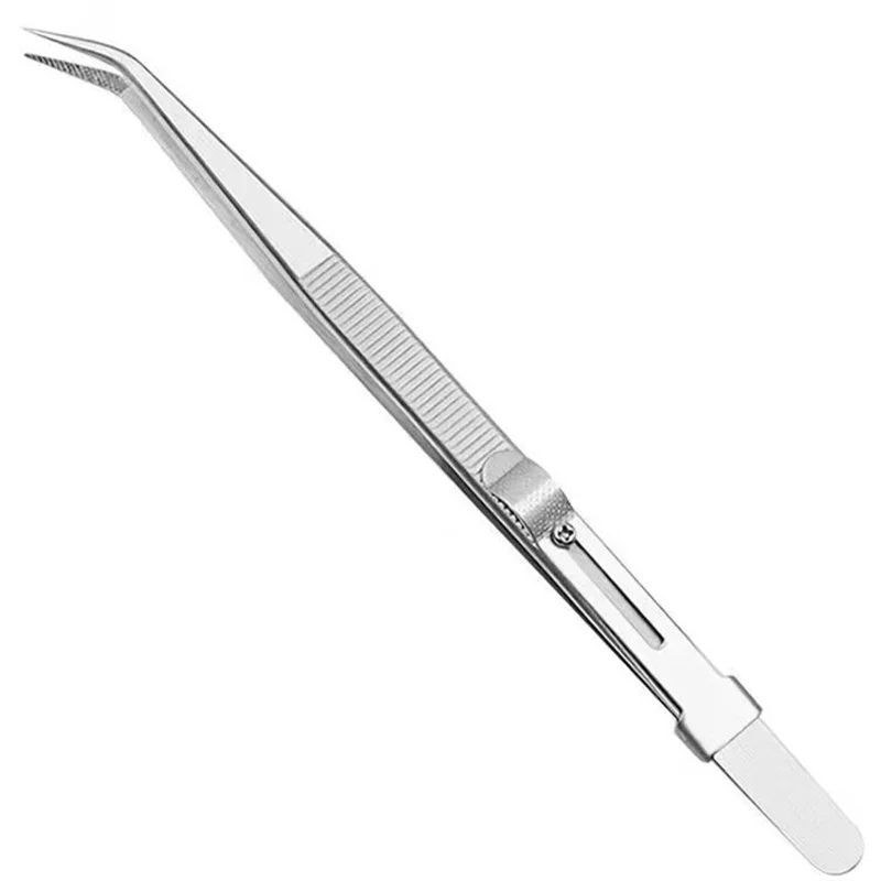 Professional High Precision Stainless Steel Jewelry Tweezers, Sandblasting DIY Diamond Gem Jeweler's Slotted Buckle Tool
