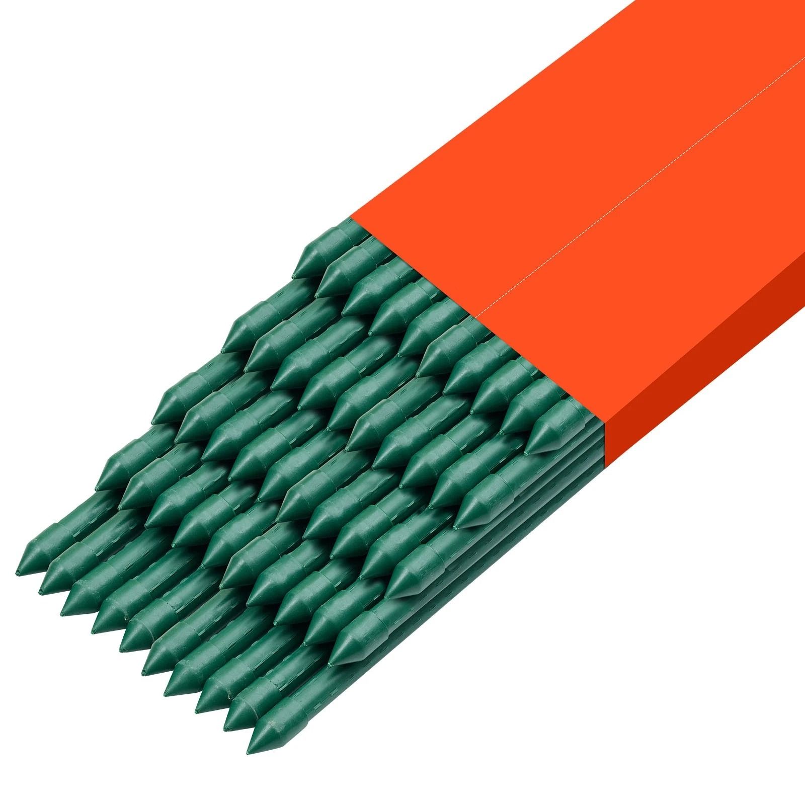 Durable Garden Stakes for Tomatoes, Metal with Plastic Coating for Support