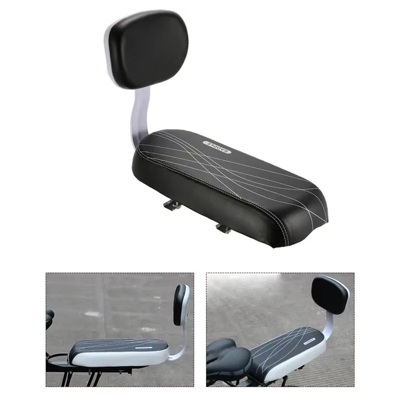 ComfortRide Rear Bike Seat for Kids – PU Leather Bicycle Saddle with Backrest for MTB & Rear Rack Use