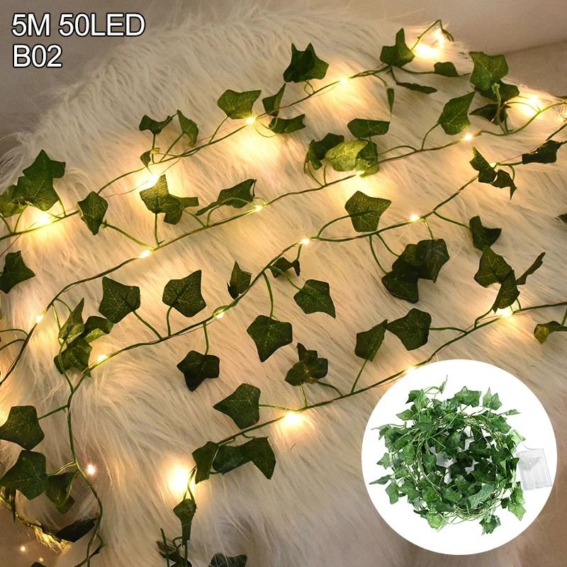 Artificial Ivy Vine with LED Lights Green Garland Bedroom and Wedding Decor
