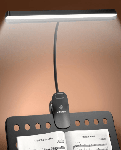 Glocusent Foldable Music Stand Light Long Lasting Clip On LED Lamp with Adjustable Brightness
