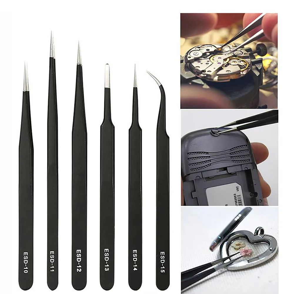 ESD Precision Tweezers Set – Anti-Static Precision Tweezers for Electronics Repair & Craft Work