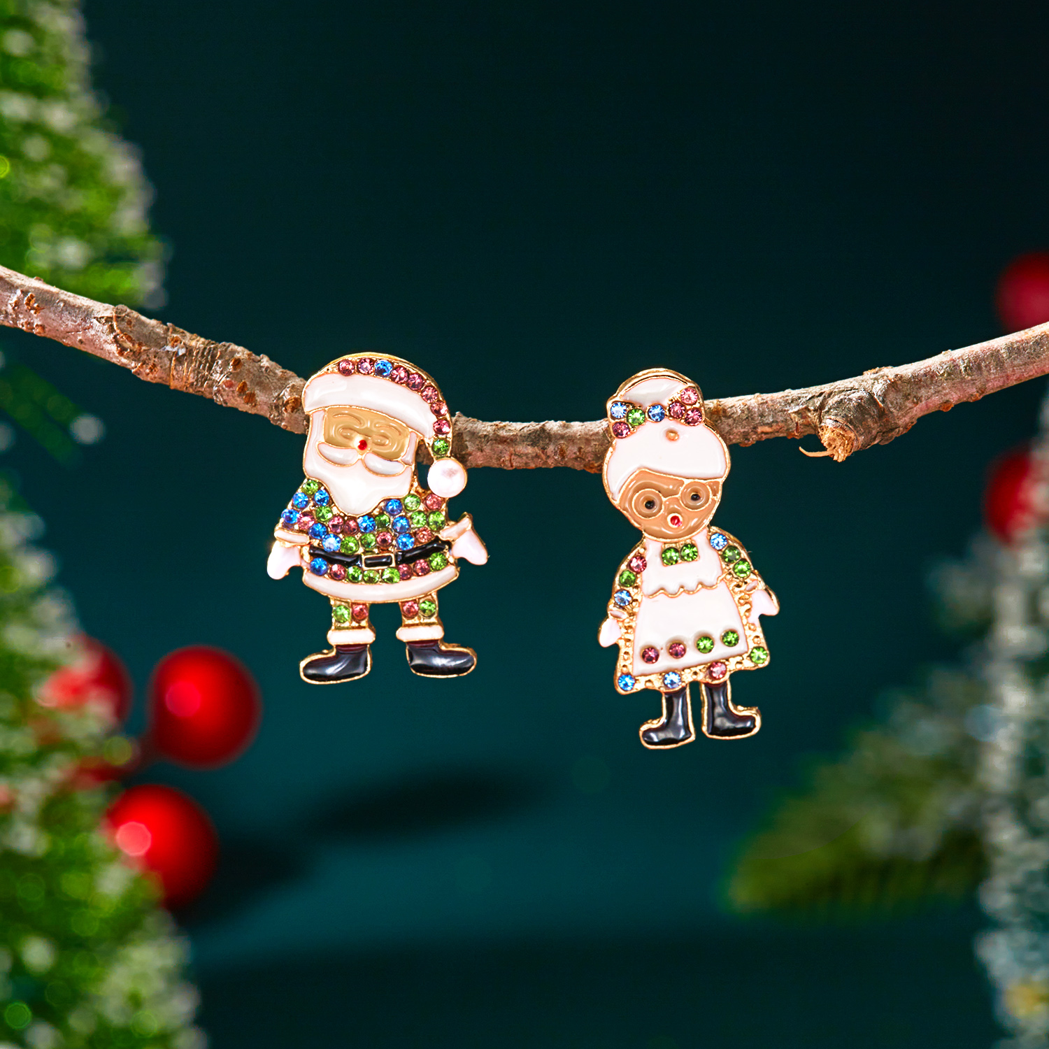White Pearl Crystal Snowman, Elk Earrings, Creative Christmas Grandpa and Grandma Zircon Stud Earrings, New Year Jewelry