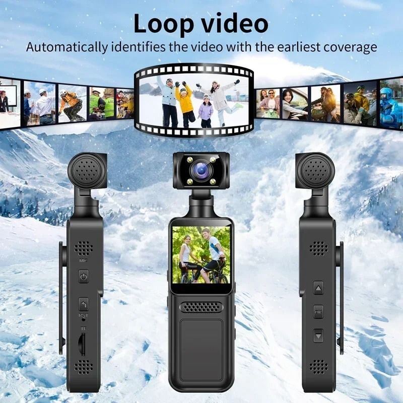 8K HD Pocket Camera with 180 Degree Rotating Lens and Night Vision
